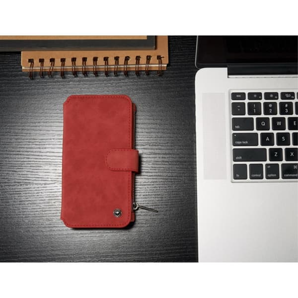 CASEME Samsung Galaxy S7 Edge Retro läder plånboksfodral Röd