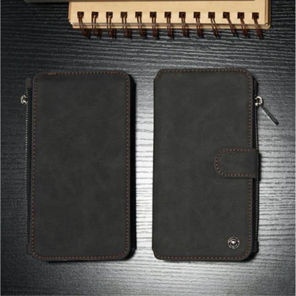 CASEME iPhone 6 / 6s Plus Retro läder plånboksfodral - Svart