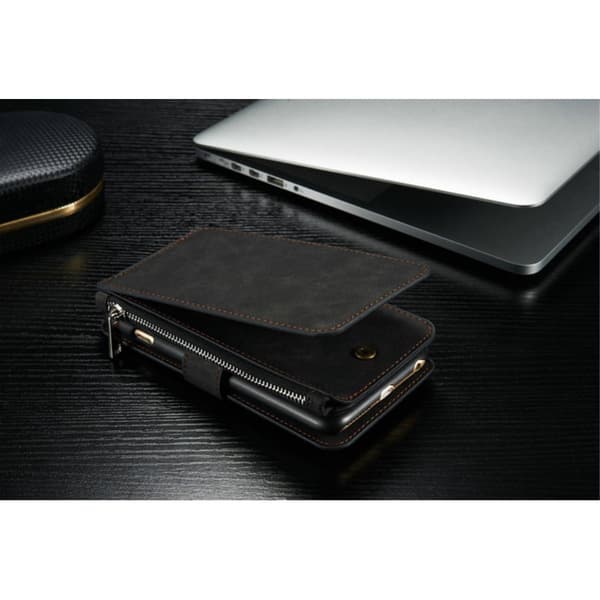 CASEME iPhone 6 / 6s Plus Retro läder plånboksfodral - Svart