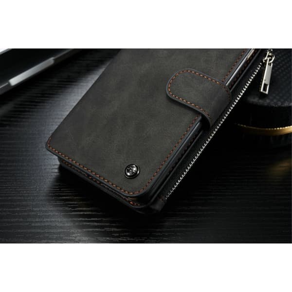 CASEME iPhone 6 / 6s Plus Retro läder plånboksfodral - Svart