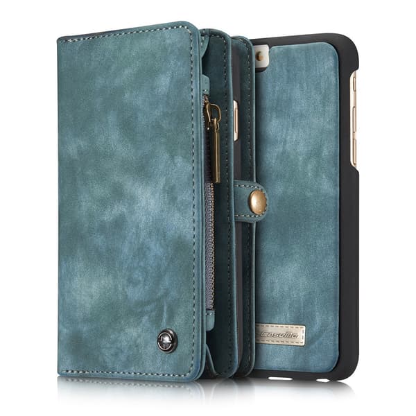 CASEME iPhone 6s 6 Plus Retro Split läder plånboksfodral Blå
