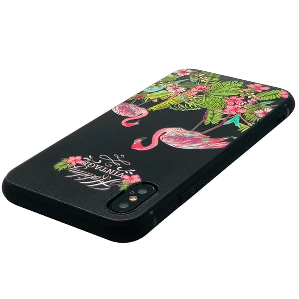 Black Flamingo - Retroskal av silikon för iPhone X/XS