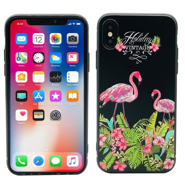 Black Flamingo - Retroskal av silikon för iPhone X/XS