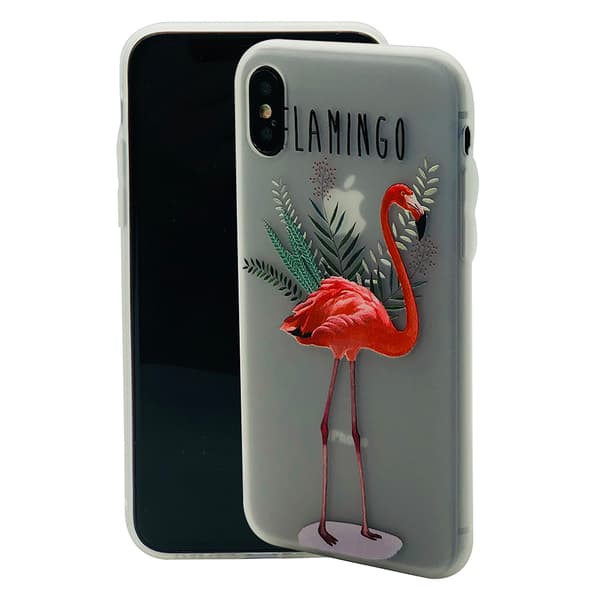 Flamingo - Retroskal av silikon för iPhone X/XS