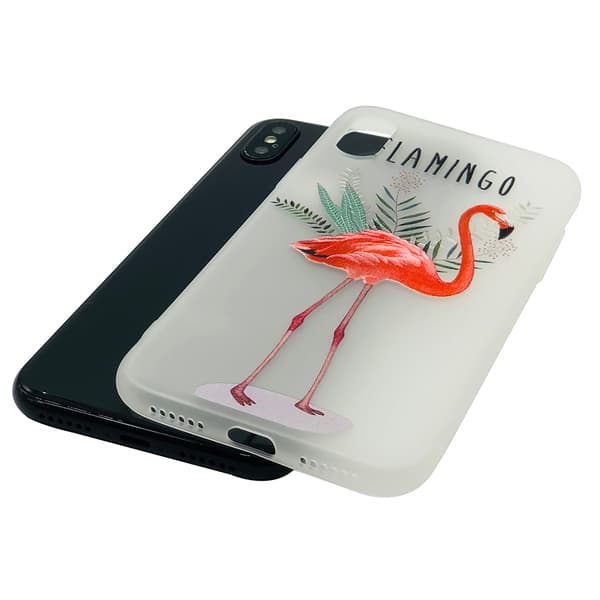 Flamingo - Retroskal av silikon för iPhone X/XS