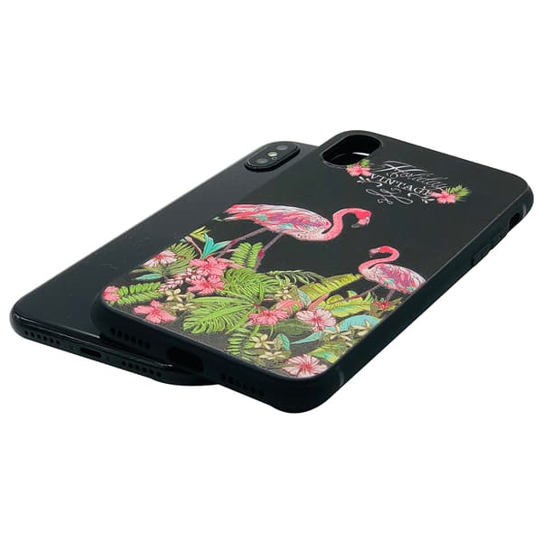 Skyddande Skal av Silikon till iPhone X/XS (BLACK FLAMINGO)