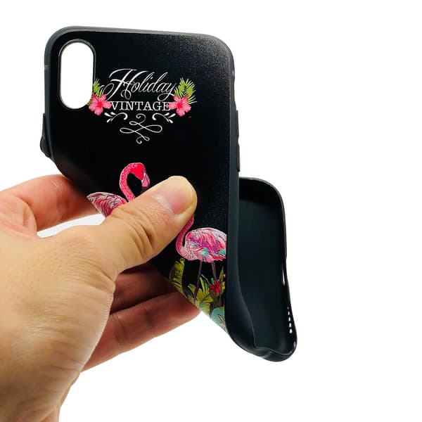 Skyddande Skal av Silikon till iPhone X/XS (BLACK FLAMINGO)