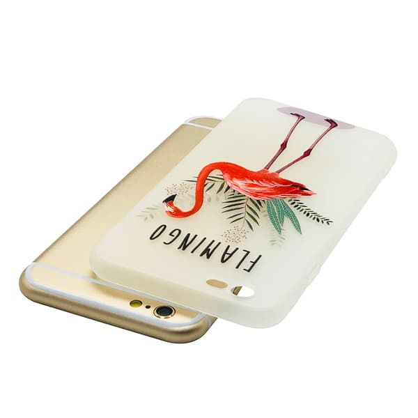 Skyddande Skal av Silikon till iPhone 6/6S Plus (FLAMINGO)