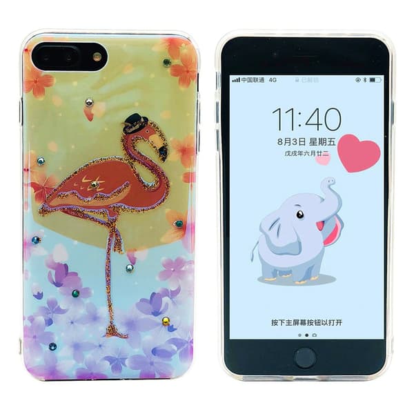 Skal i Retrodesign (Pink Flamingo) till iPhone 8