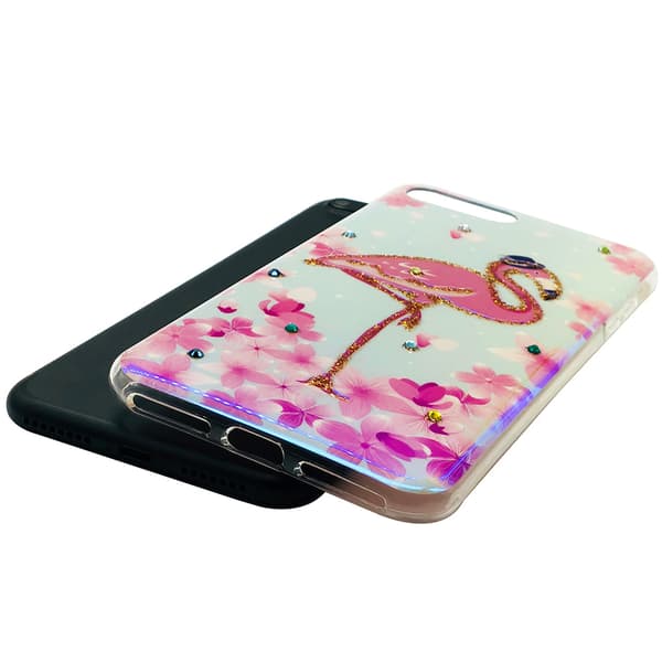 Skyddande Skal av Silikon till iPhone 8Plus (PINK FLAMINGO)
