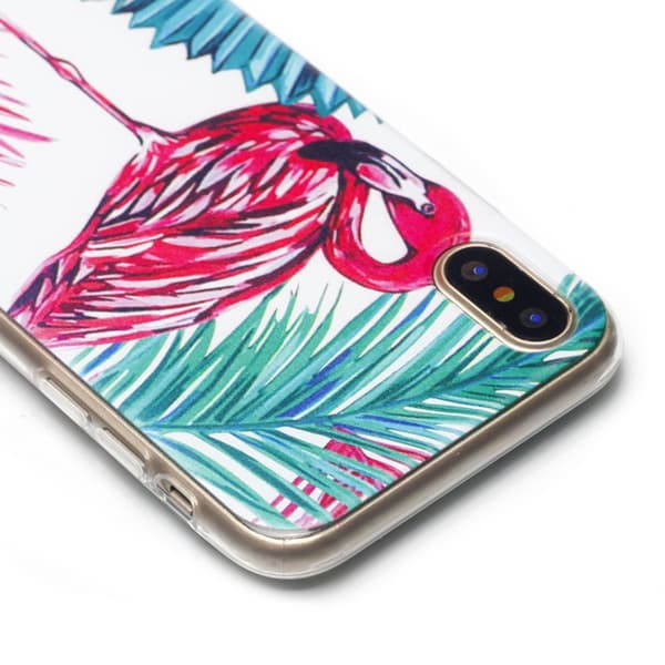 Palm Flamingo - Retroskal av silikon för iPhone X/XS