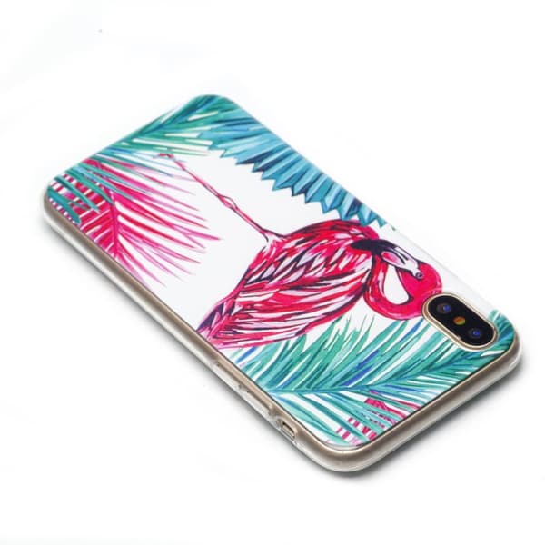 Palm Flamingo - Retroskal av silikon för iPhone X/XS