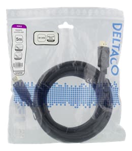 DELTACO DisplayPort-kabel, 5m,4K UHD, DP,1.2, Sort