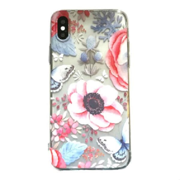 iPhone XR Fjäril Blommor Butterfly Rosa/Grå
