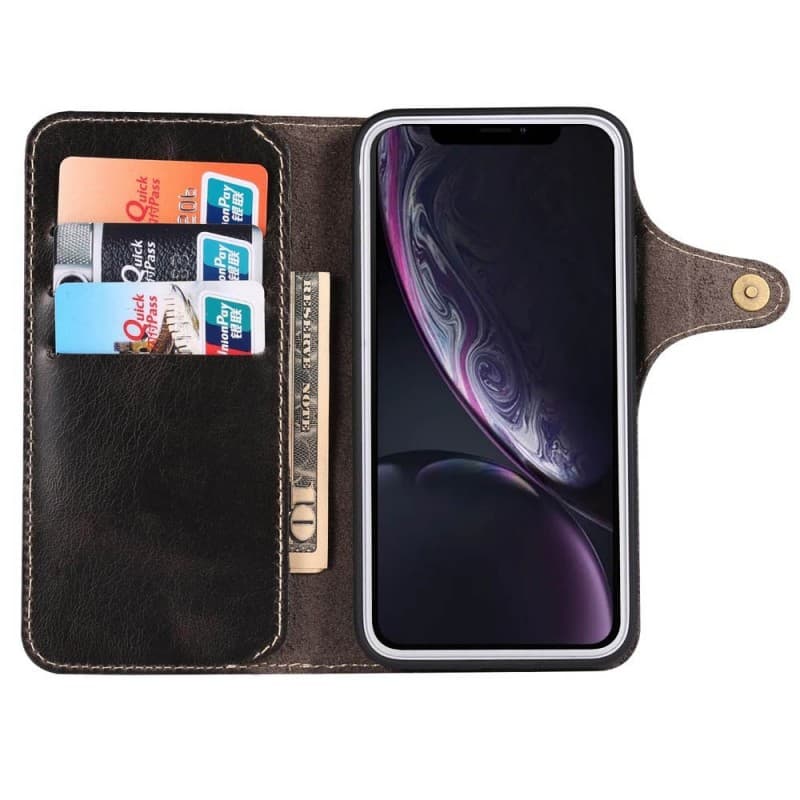 Mobilplånbok 3-kort äkta läder Apple iPhone XR (6.1")