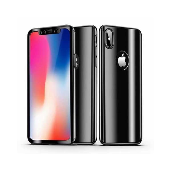 iPhone XS Max 360° 3i1 FullCover Shell V2 0,26 mm 9H glas Svart