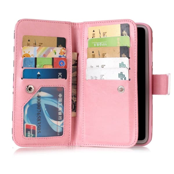 Wallet Case with 9 Card Slots for iPhone XS Max - Rose Leopard