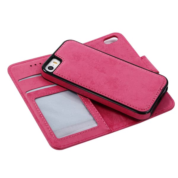 iPhone 5/5S/SE - Silk-Touch Fodral med Plånbok och Skal