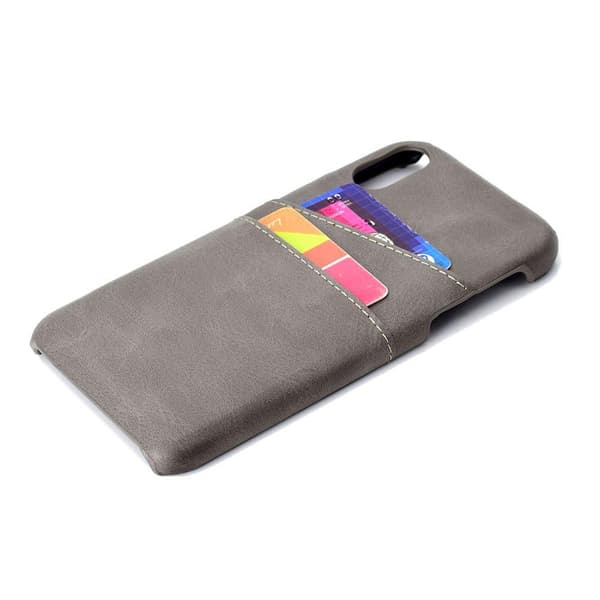 Smart Vintageskal med kortfack för iPhone XS Max Grå