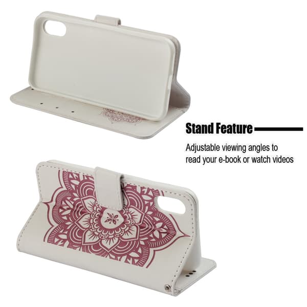 Imprint Dream Catcher Wallet Case for iPhone XS Max - White-Pink