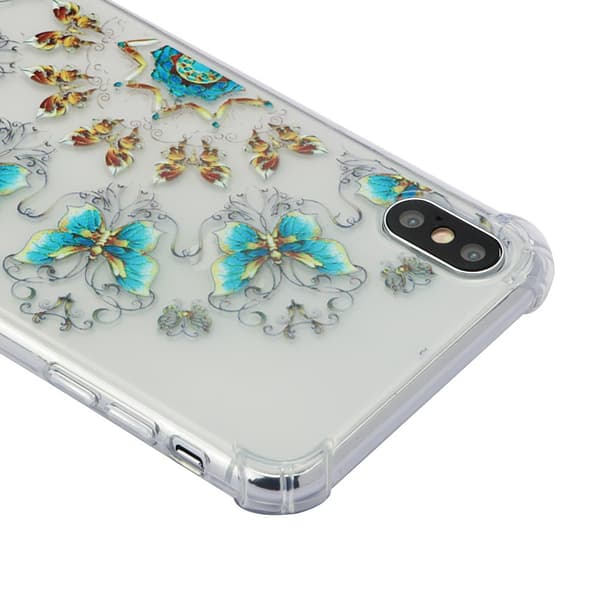 Pattern Printing TPU Soft Case iPhone XS Max - Blue and Gold Butterflies