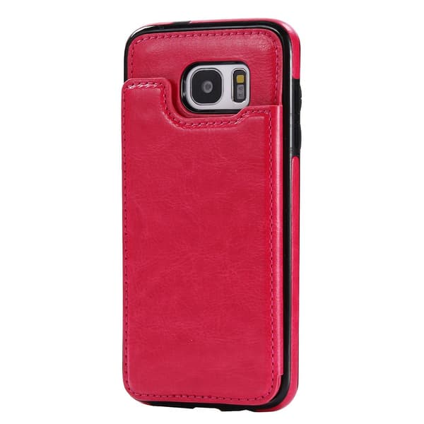 Samsung Galaxy S7 Edge - Skal med Plånbok/Kortfack Rosaröd