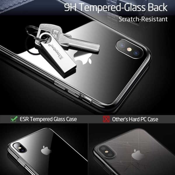 iPhone XR stødabsorberende skal 9H hærdet glas bagside af glas