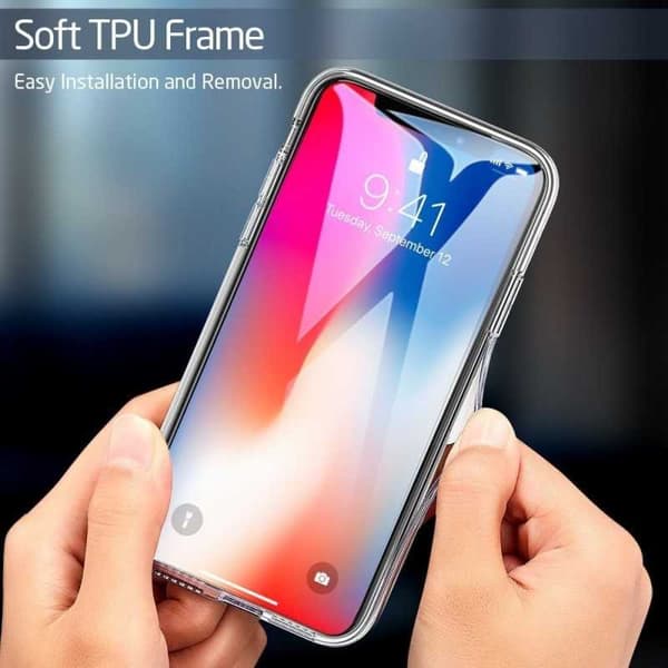 iPhone XR stødabsorberende skal 9H hærdet glas bagside af glas