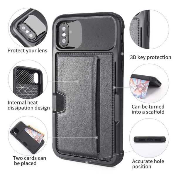 iPhone XR Iskunkestävä kansi korttilokerolla Solid V2