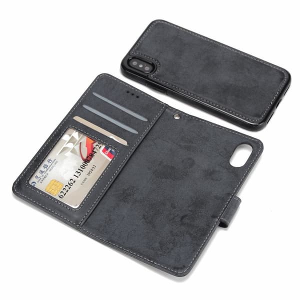 Suede magnetfodral för iPhone XR med magnetlås.