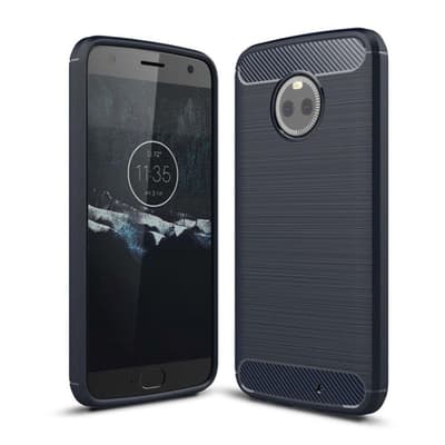 Motorola Moto X4 cover i silikone med kulfibertryk - Blå