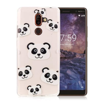 Nokia 7 Plus Printet Mønster blød TPU etui - Pandaer