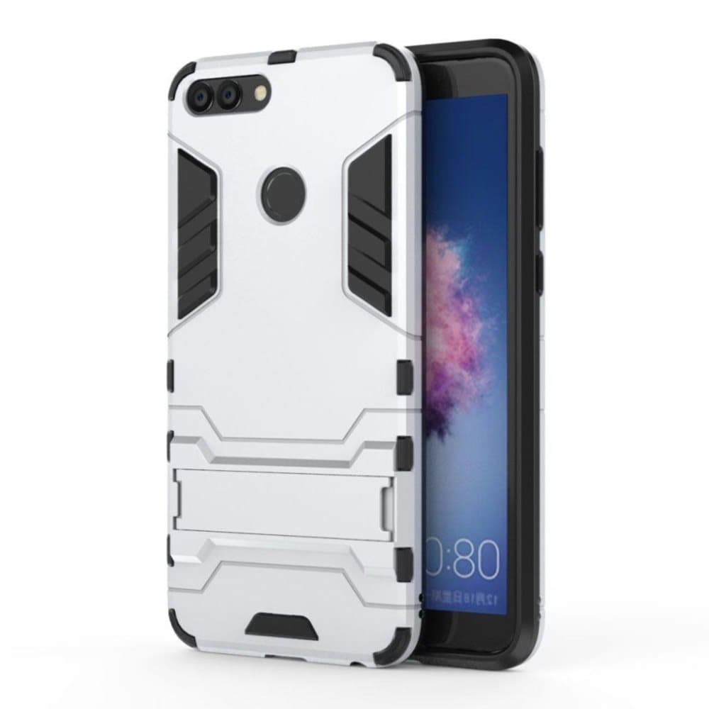 Huawei P Smart hi-tech cover i med kickstand - Silver