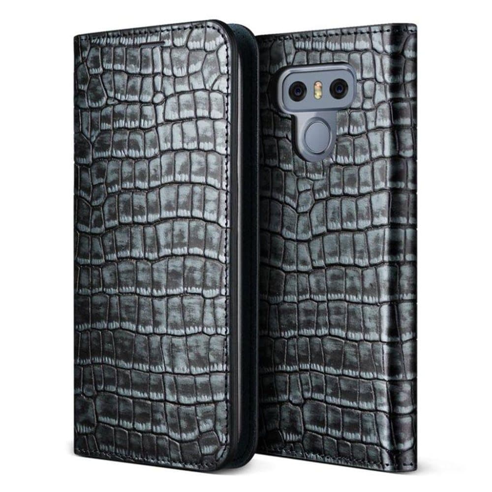 VRS Design Genuine Croco diary for LG G6 - Dark Silver