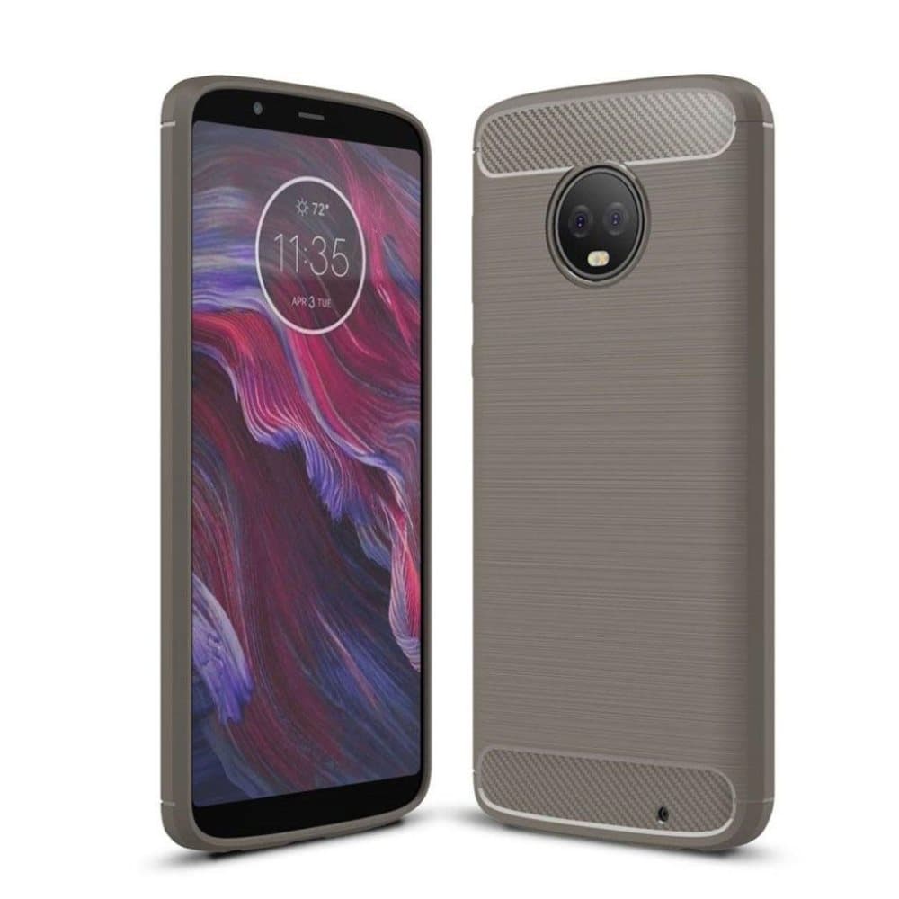 Motorola Moto G6 Plus carbon fiber brushed case - Grey