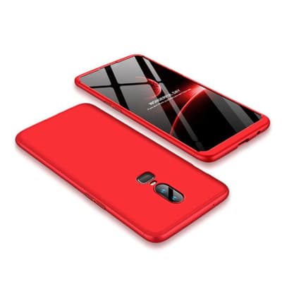 Oneplus 6 GKK 3- Palainen Kiinittävä Takasuoja Kuori - Punai
