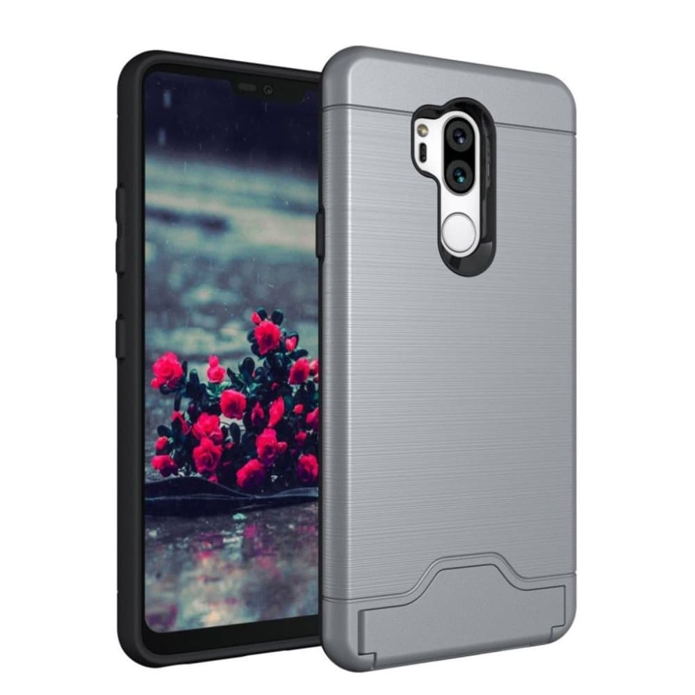 LG G7 ThinQ Harjattu Muovi ja TPU Puhelin Takasuoja Jalkatue