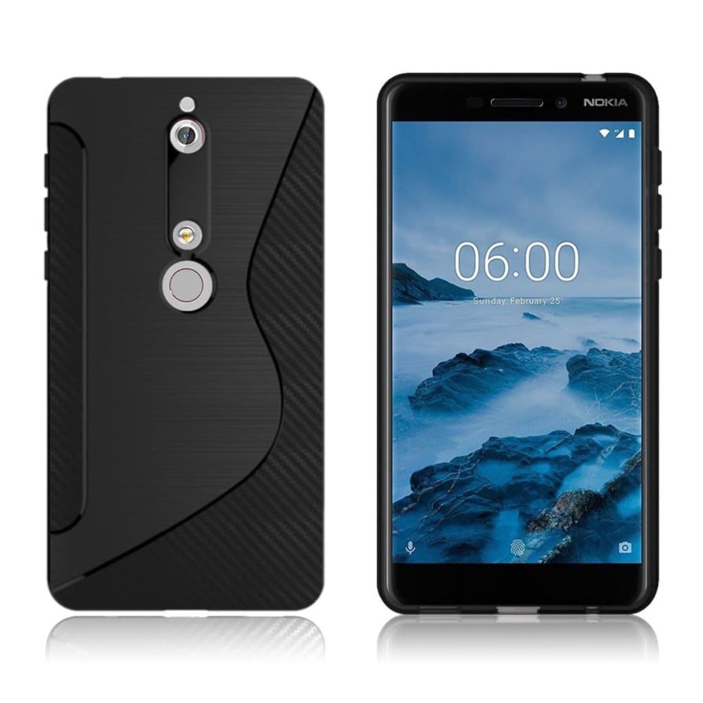 Nokia 6.1 S Muoto Kuviollinen Hiilikuitu Harjattu TPU Takasu