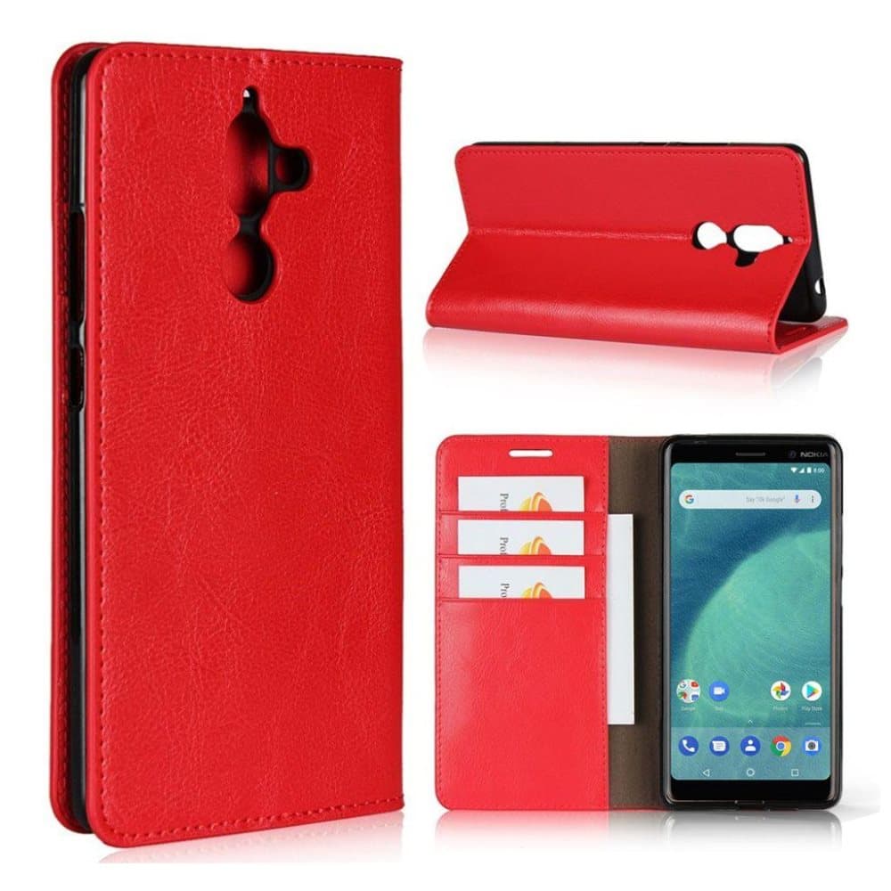 Nokia 7 Plus Crazy Horse Aito Nahkainen Lompakko Suoja Kotel