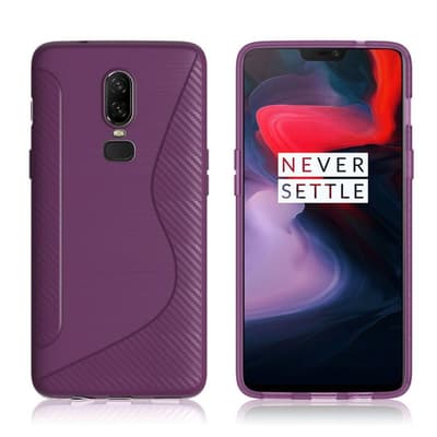 OnePlus 6 mobiletui i silikone og plastik med s-formet carbo