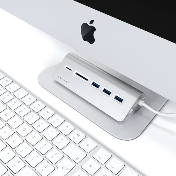 Satechi USB-C Aluminum USB-hub & Minneskortläsare - Grå
