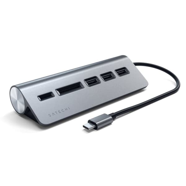 Satechi USB-C Aluminum USB-hub & Minneskortläsare - Grå