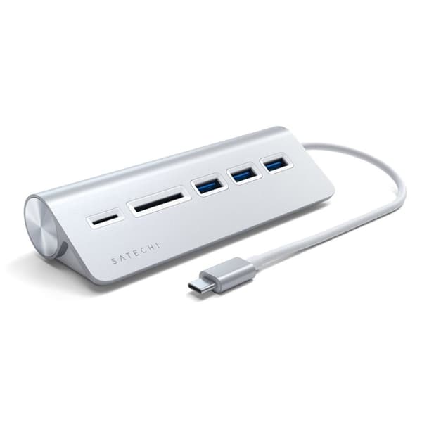 Satechi USB-C Aluminum USB-hub & Minneskortläsare - Grå