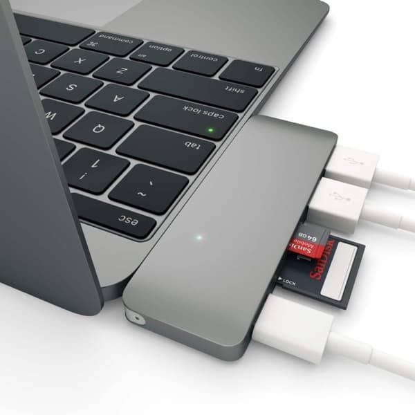 Satechi USB-C Pass Through USB Hub – 3-i-1 hub - Grå