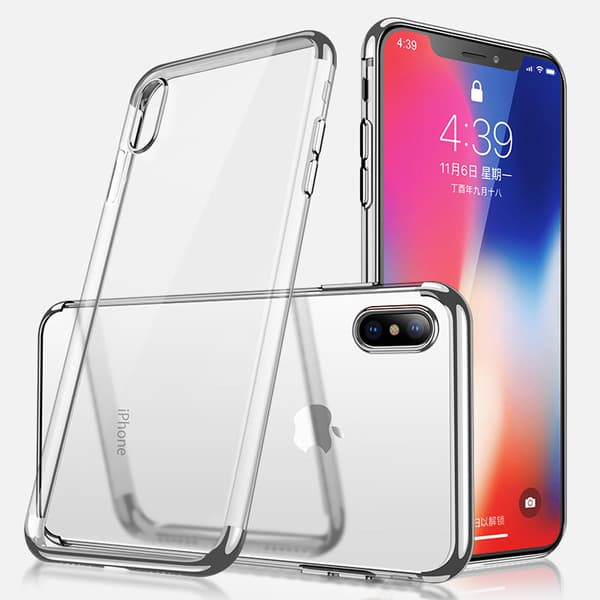 Elektropläterat TPU-skal iPhone XR med 2 skärmskydd.