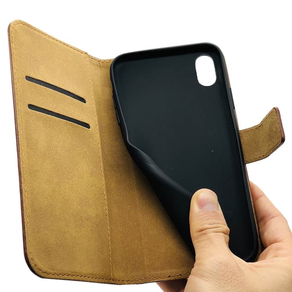 iPhone XR - Stilrent Plånboksfodral i Läder från TOMKAS