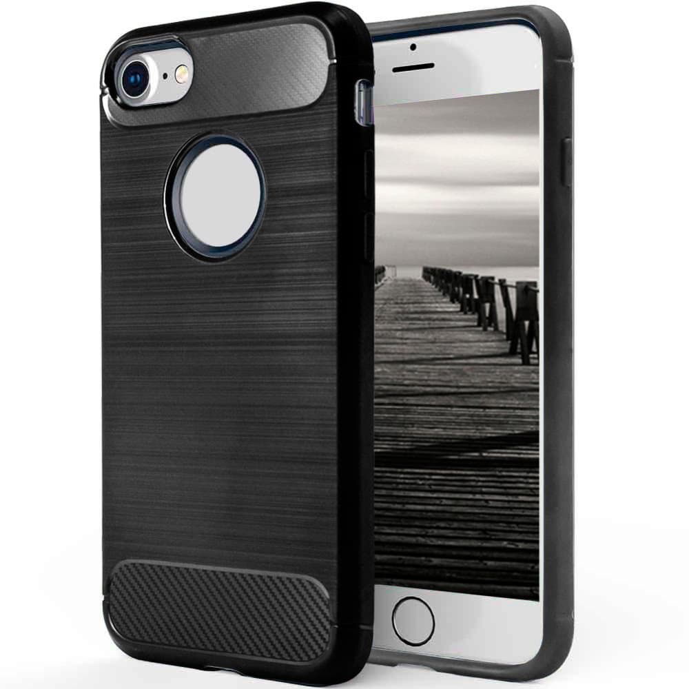 Cover til Apple iPhone 7 8 Plus Tasksikring TPU Armor Carbon Fiber Black