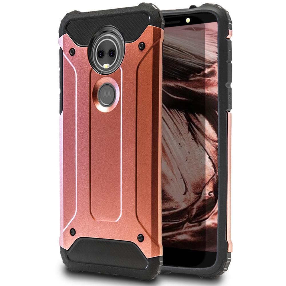 Mobiilisuoja Motorola Moto E5 Plus: lle Kova hybridi-kuori vaaleanpunaisessa kul