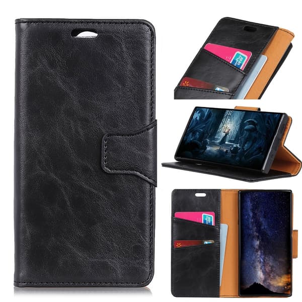 Crazy Horse Retro Style  Wallet Case for Huawei Honor 10 - Black