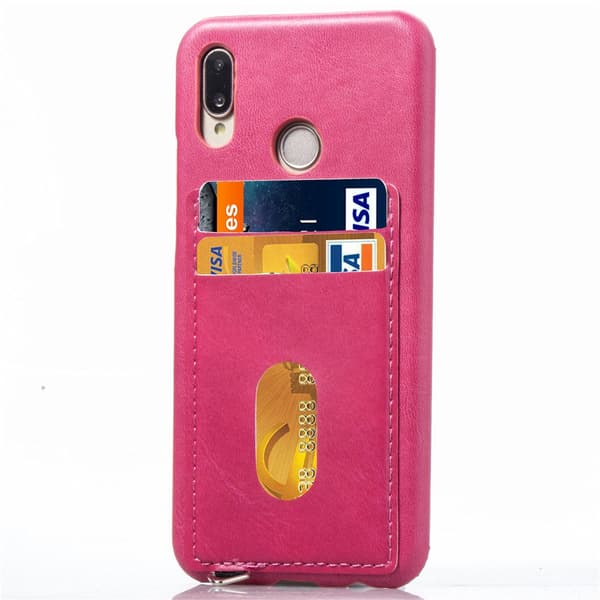 LEMANS Smarta Skal med Korthållare till Huawei P20 Lite Rosaröd